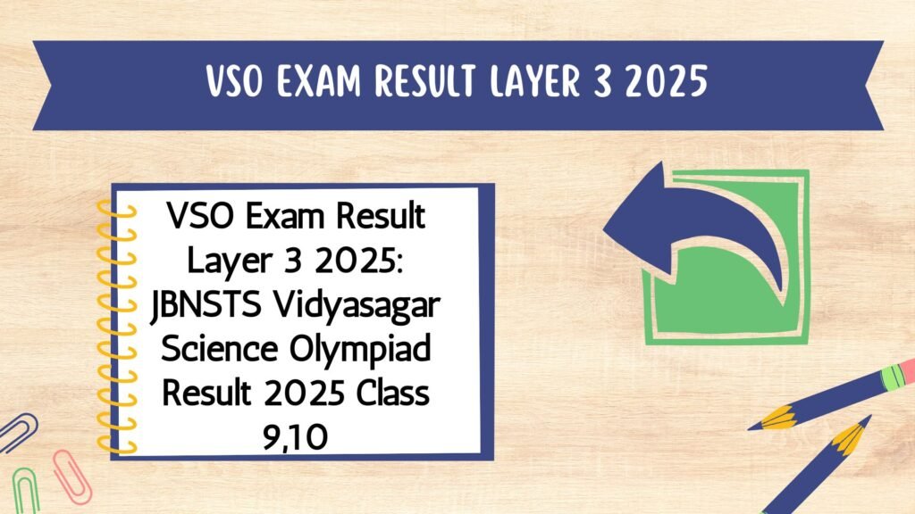 VSO Exam Result Layer 3 2025: JBNSTS Vidyasagar Science Olympiad Result 2025 Class 9,10